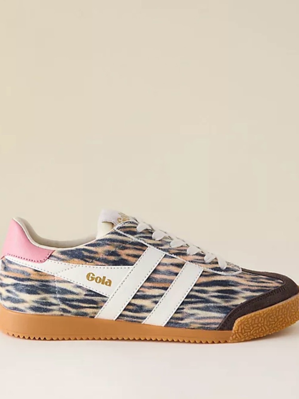 Gola Tiger Print Sneakers with Pink Heel and Gum Sole